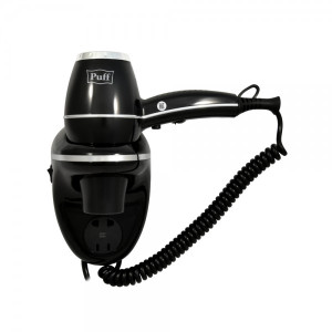 Фен настенный Puff 1800BLB (с розеткой для бритвы) вид сбоку