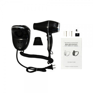 Фен настенный Puff 1800BLB (с розеткой для бритвы) комплектация