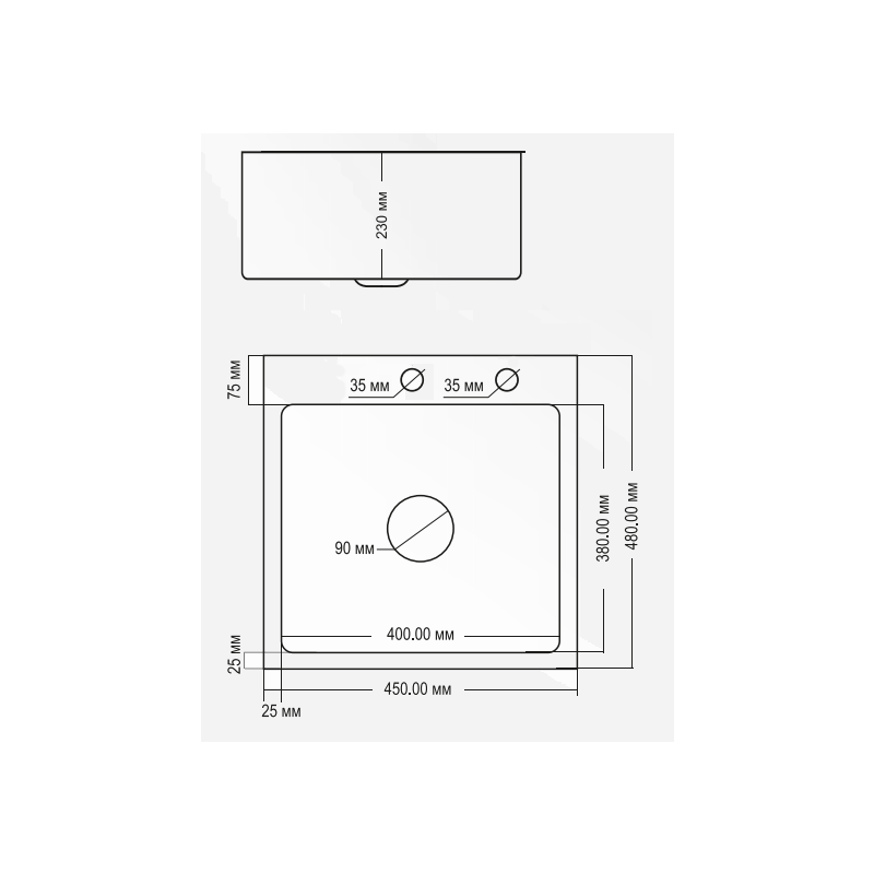 Кухонная мойка Avina HM 4548 PVD графит схема