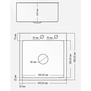 Кухонная мойка Avina HM 4548 PVD графит схема