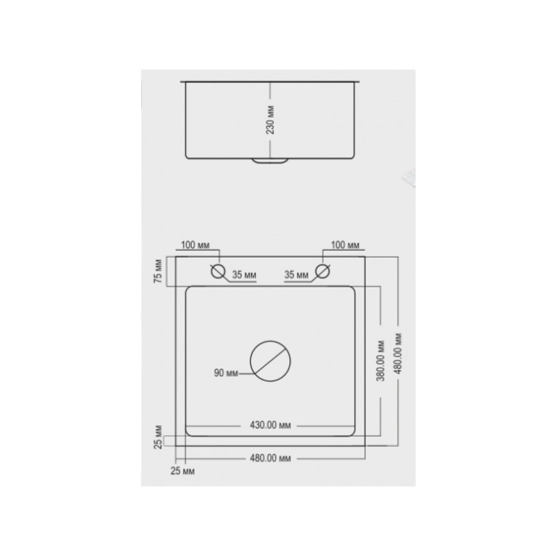 Кухонная мойка Avina HM 4848 PVD графит схема