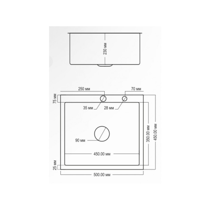 Кухонная мойка Avina HM 5045 PVD графит схема