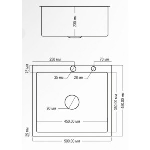 Кухонная мойка Avina HM 5045 PVD графит схема