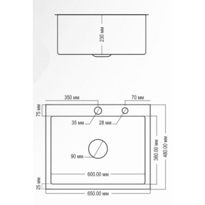 Кухонная мойка Avina HM 6548 PVD графит схема