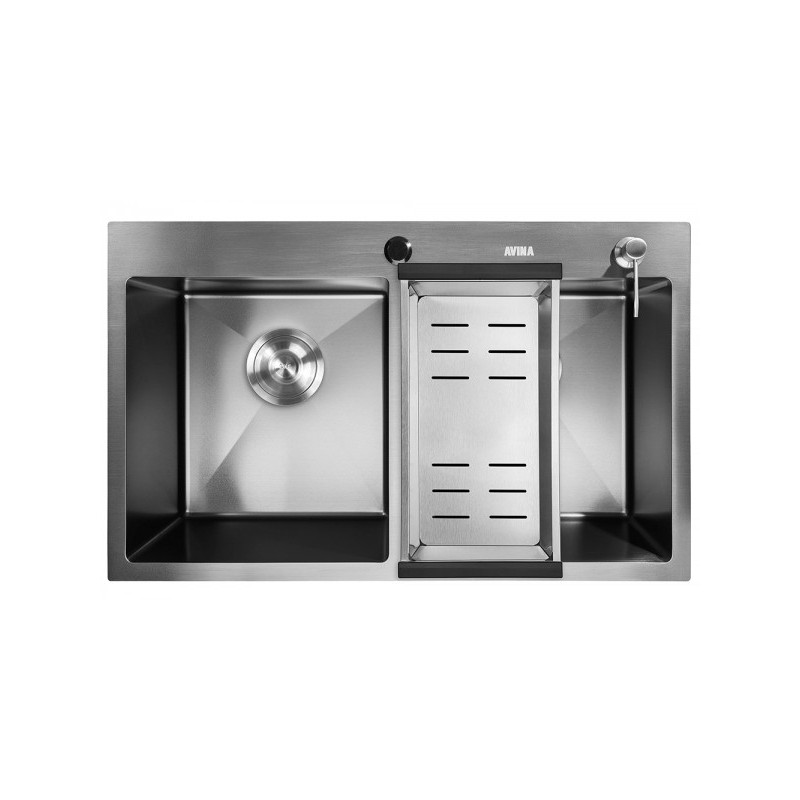 Кухонная мойка Avina HM 7848-2B PVD графит с колад