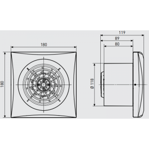 Габаритные размеры вентилятора Soler&Palau Silent-200 CRZ