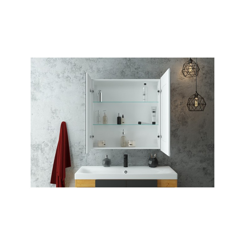 Шкаф с зеркалом Континент Allure Led 80х80 вид внутри