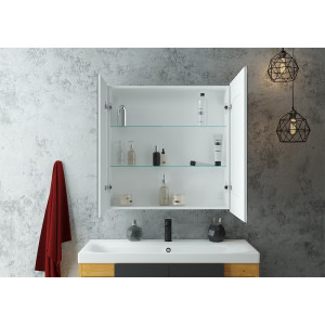 Шкаф с зеркалом Континент Allure Led 80х80 вид внутри