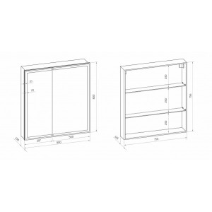 Шкаф с зеркалом Континент Allure Led 80х80 схема