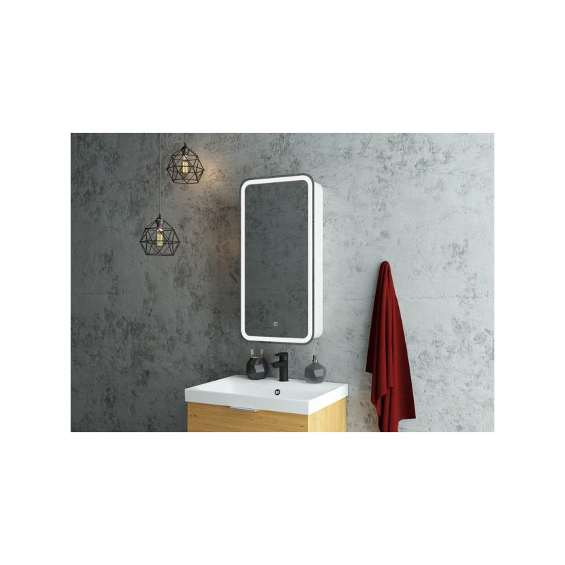 Шкаф с зеркалом Континент Elliott Led 40х80 L в интерьере