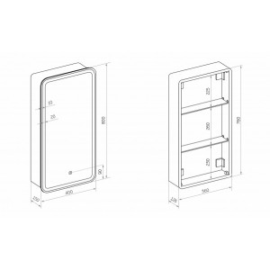 Шкаф с зеркалом Континент Elliott Led 40х80 L схема