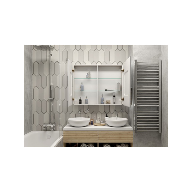 Шкаф с зеркалом Континент Elliott Led 100х80 вид внутри