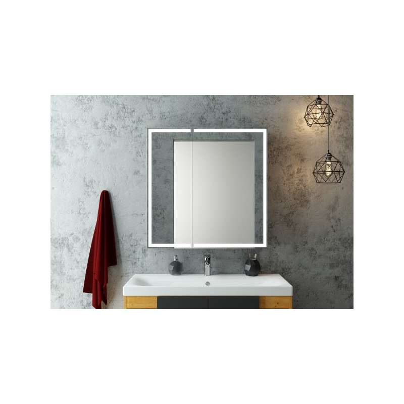 Шкаф с зеркалом Континент Mirror Box Led 80х80 в интерьере