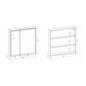 Шкаф с зеркалом Континент Mirror Box Led 80х80 схема