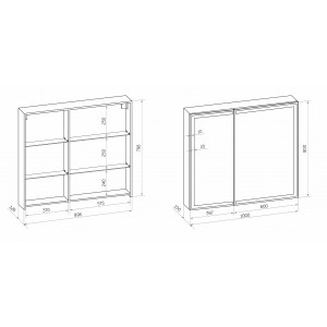 Шкаф с зеркалом Континент Mirror Box Led 100х80 схема