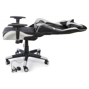 Кресло геймерское Calviano 1586 черный/белый в разложенном виде