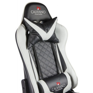 Кресло геймерское Calviano 1586 черный/белый спинка