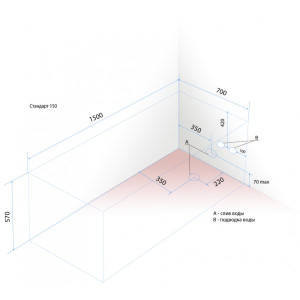 Ванна акриловая Triton Стандарт 150x70 установочные размеры