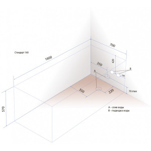 Ванна акриловая Triton Стандарт 160x70 установочные размеры