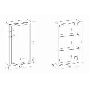 Шкаф с зеркалом Континент Allure Led 35х65 R схема
