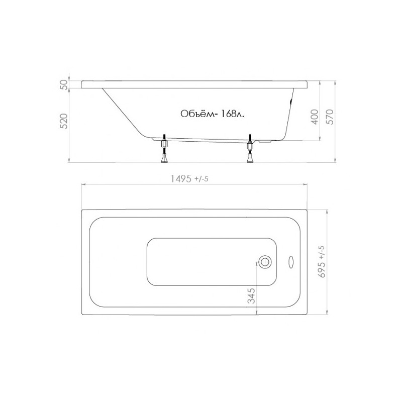 Ванна акриловая Triton Ультра 150x70 параметры