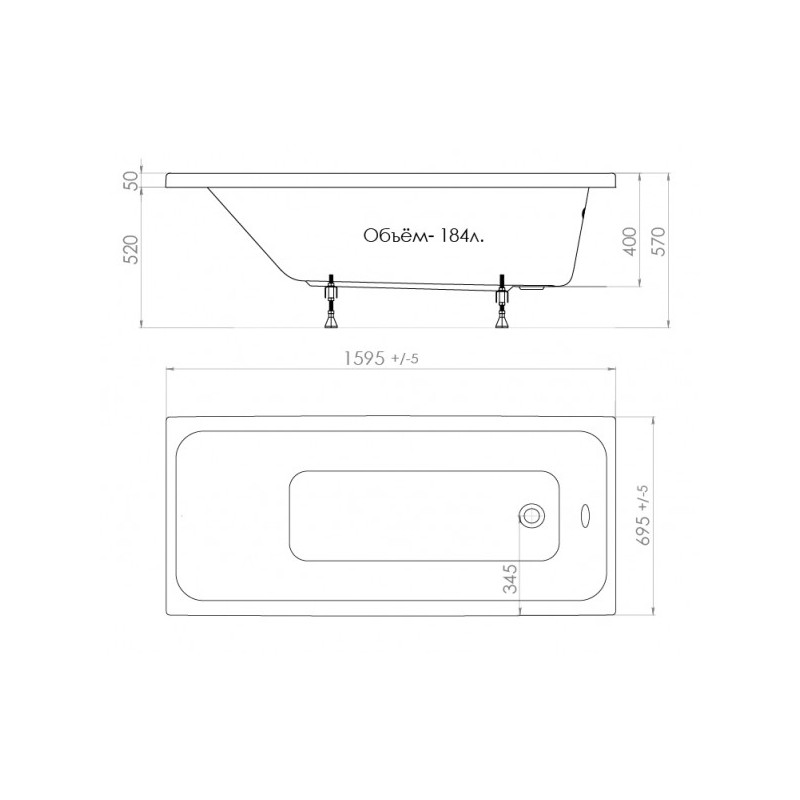 Ванна акриловая Triton Ультра 160x70 параметры