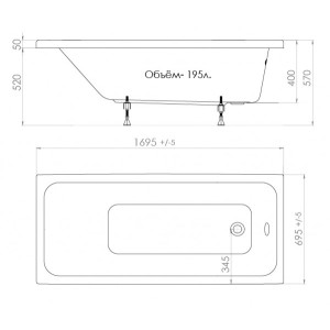 Ванна акриловая Triton Ультра 170x70 параметры