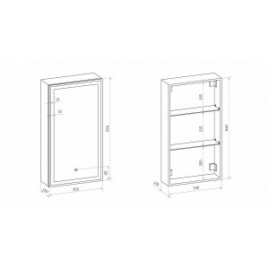 Шкаф с зеркалом Континент Mirror Box Led 35х65 R схема