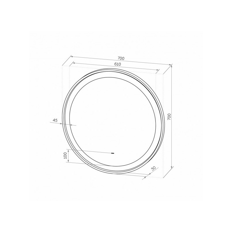 Зеркало Континент Planet Led 70x70 White (холодная подсветка) схема