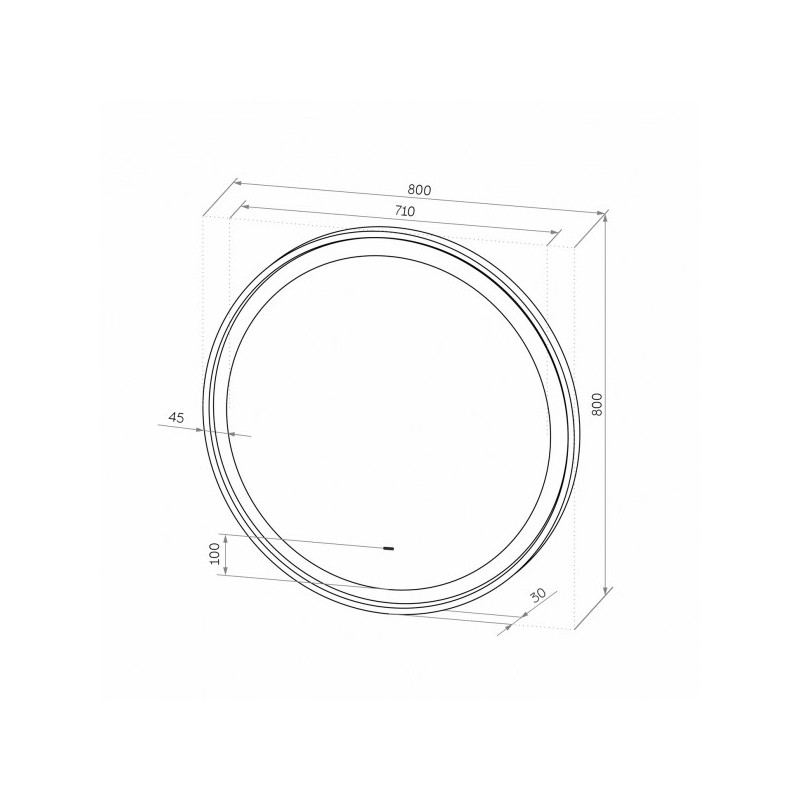 Зеркало Континент Planet Led 80x80 White (холодная подсветка) схема