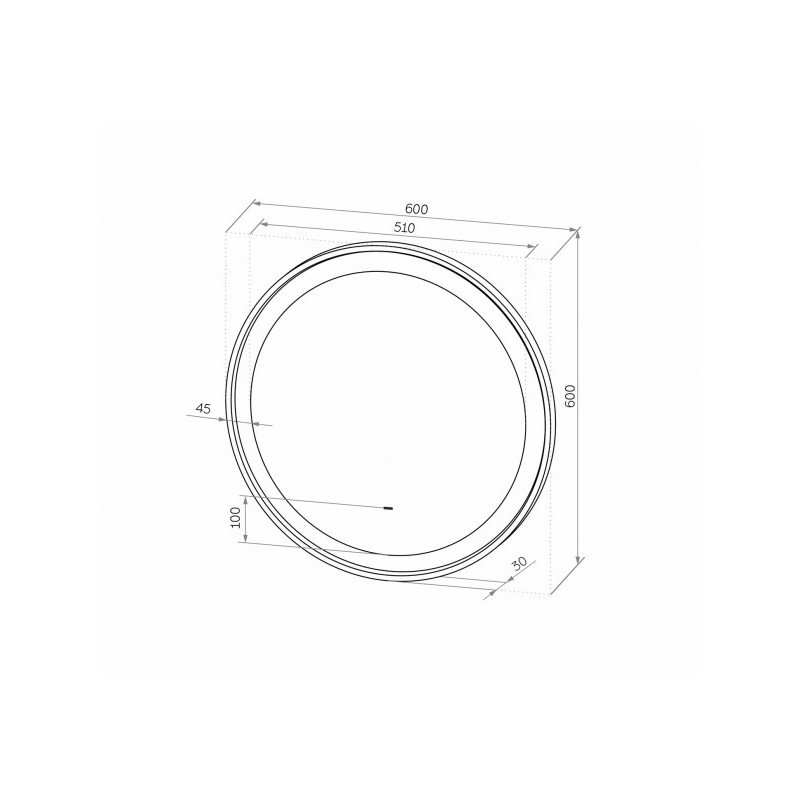 Зеркало Континент Planet Led 60x60 Black (теплая подсветка) схема
