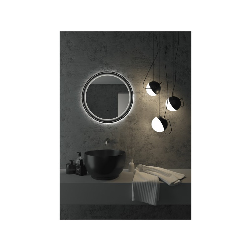 Зеркало Континент Planet Led 80x80 Black (холодная подсветка) подсветка