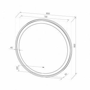 Зеркало Континент Planet Led 80x80 Black (холодная подсветка) схема