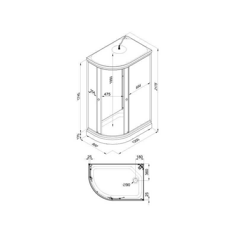 Душевая кабина Triton Коралл А3 ДН4 120х80 R параметры