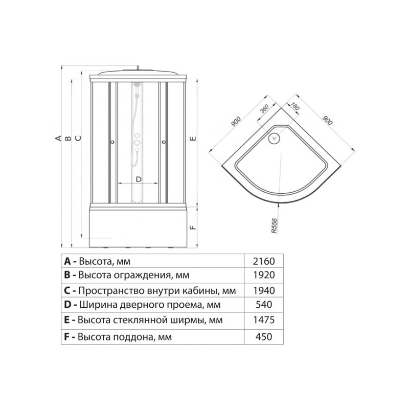 Душевая кабина Triton Лайт Б3 ДН4 90х90 параметры