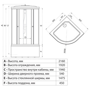 Душевая кабина Triton Лайт Б3 ДН4 90х90 параметры