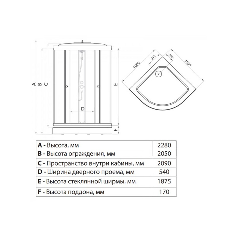 Душевая кабина Triton Стандарт А3 ДН4 100х100 (мозаика) параметры