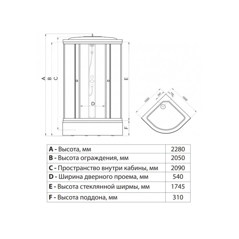 Душевая кабина Triton Стандарт В3 ДН4 100х100 (полосы) параметры