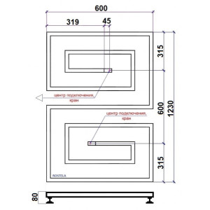 Полотенцесушитель Ростела Гармония L 600x1230 (1/2") параметры