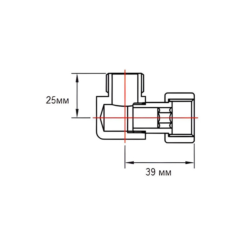 Американка угловая Fincopper 3/4"х1/2" г/ш белый схема