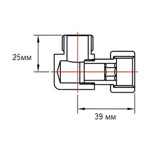 Американка угловая Fincopper 3/4"х1/2" г/ш белый схема