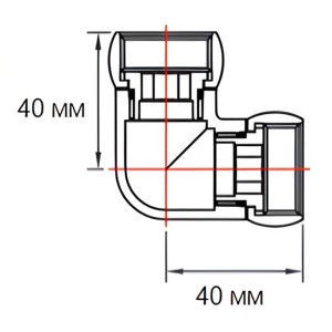 Американка угловая Ростела 1 1/4"х1 1/4" г/г схема