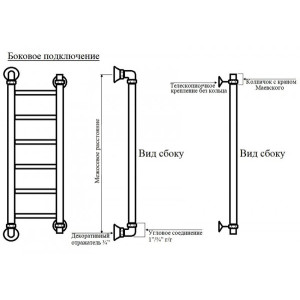 Полотенцесушитель Маргроид Вид 10 400х800 НП (1") боковое подключение