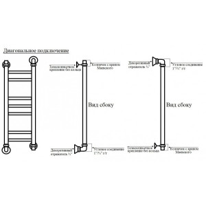Полотенцесушитель Маргроид Вид 10 400х800 НП (1") диагональное подключение