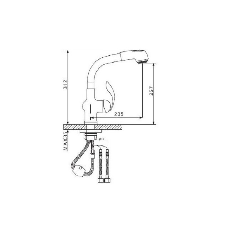 Смеситель Gappo G1052-2 хром схема