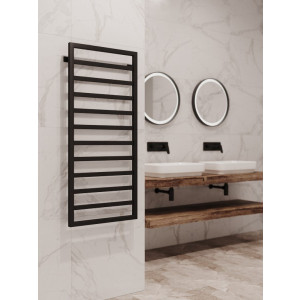 Полотенцесушитель Stinox Bergamo 500x800 НП (1/2") черный в интерьере