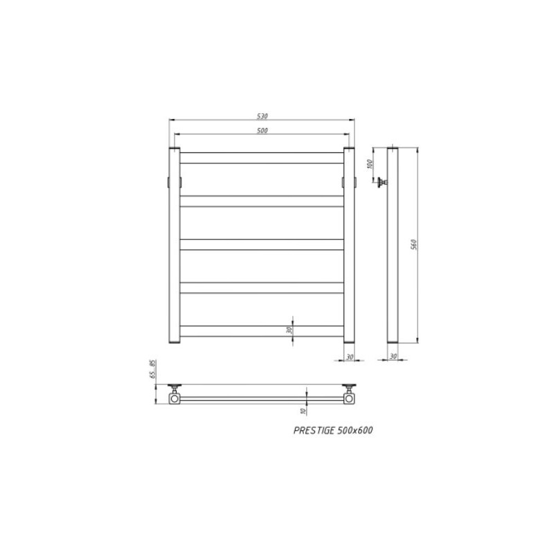 Полотенцесушитель Stinox Prestige 500x600 БП (1") схема