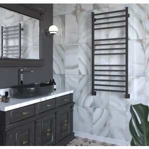 Полотенцесушитель Stinox Quatro Luxe 500x1200 НП (1/2") черный матовый на стене