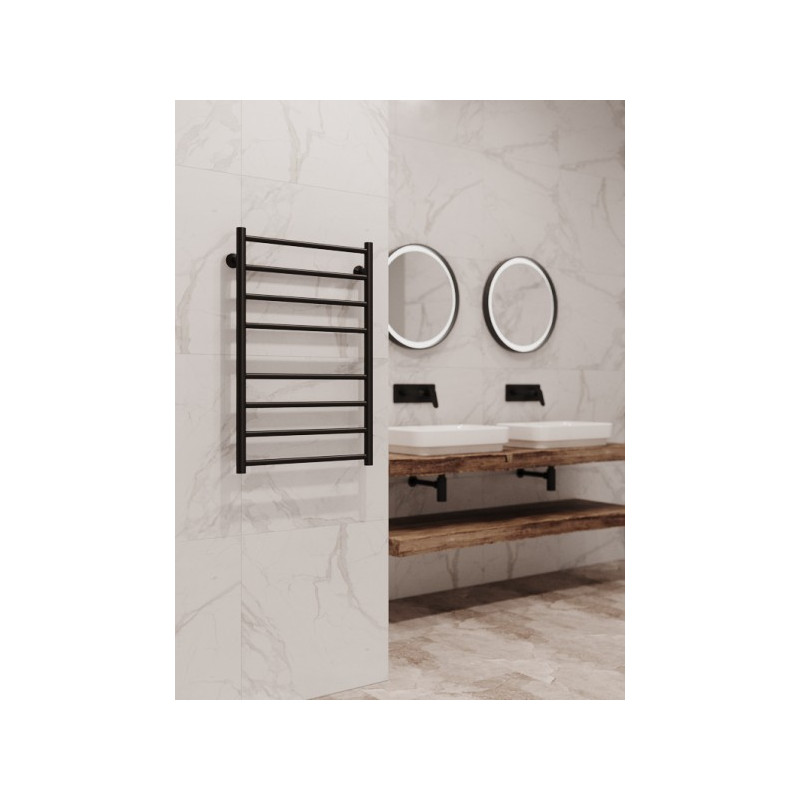 Полотенцесушитель Stinox Toscana 500x800 БП (1") черный матовый на стене