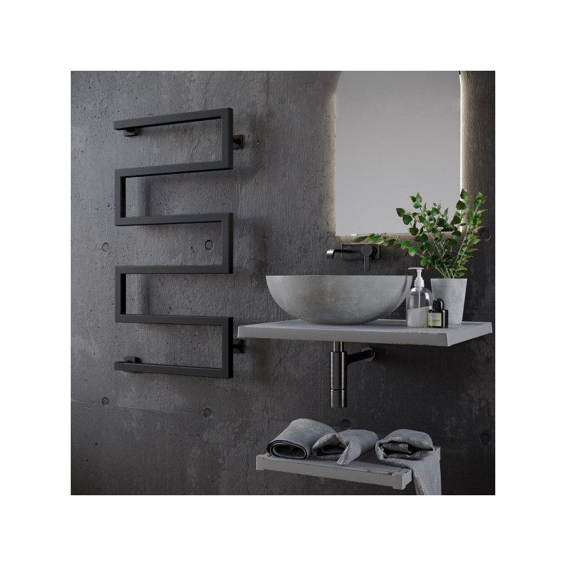 Полотенцесушитель Stinox Ultra 500x900 БП (1/2") черный матовый на стене